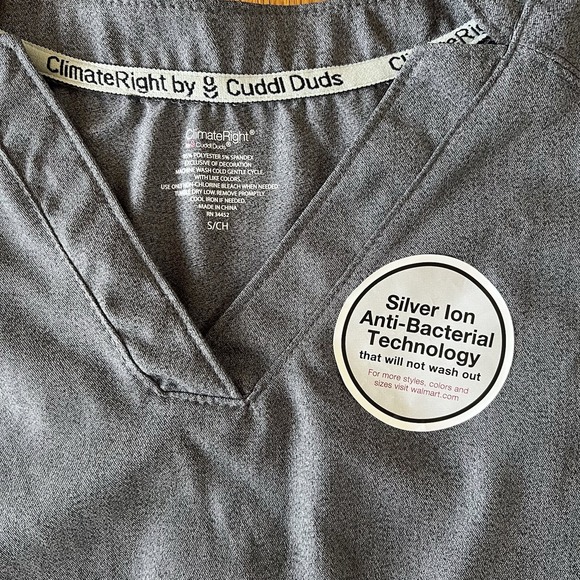 Cuddl Duds Climate Right‎ Scrub Top Women's Size Small New With Tags Grey Shirt - Picture 5 of 5